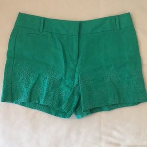Ann Taylor Loft Green embroidered linen shorts NWT